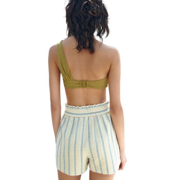 ZARA | Blue/White | STRIPED BELTED SHORTS - Picture 8 of 12